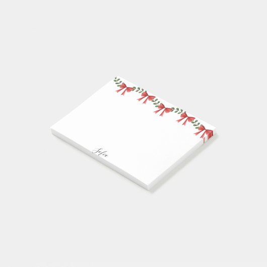 Schattige kerstrood lint post-it® notes (Schuin)