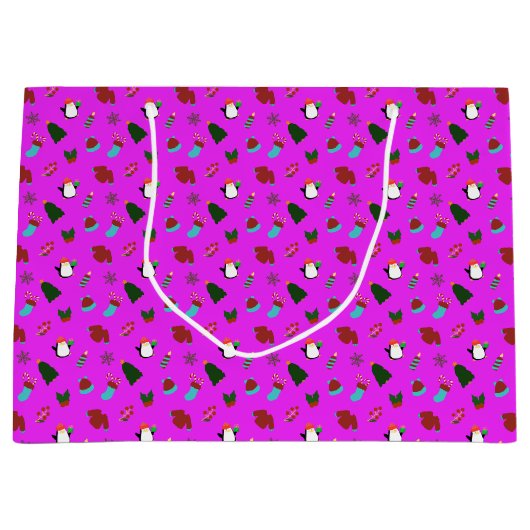 Schattige kerstroze groot cadeauzakje (Voorkant)