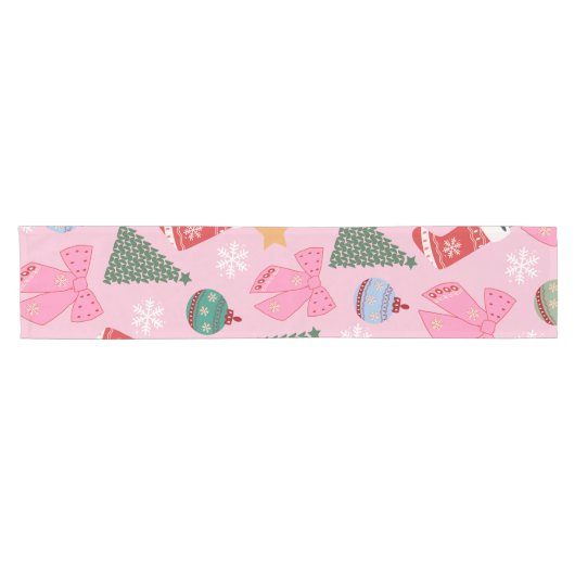 Schattige kerstroze korte tafelloper (Horizontaal)