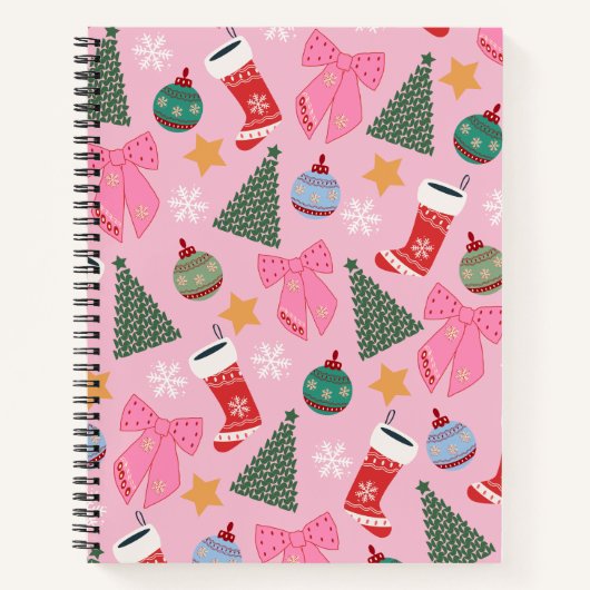 Schattige kerstroze notitieboek (Voorkant)