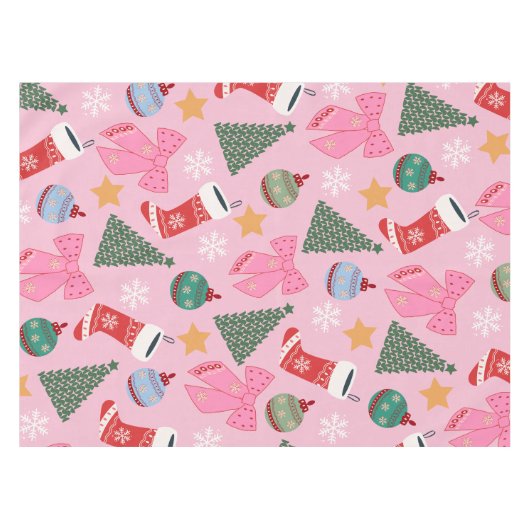 Schattige kerstroze tafelkleed (Voorkant (Horizontaal))