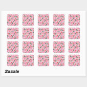 Schattige kerstroze vierkante sticker (Vel)