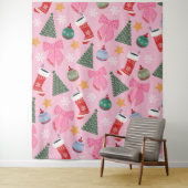 Schattige kerstroze wandkleed (In situ)