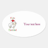 Schattige Kerstschaap – Feliz Navidad Ovale Sticker (Voorkant)
