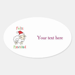 Schattige Kerstschaap – Feliz Navidad Ovale Sticker