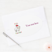 Schattige Kerstschaap – Feliz Navidad Ovale Sticker (Envelop)