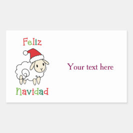 Schattige Kerstschaap – Feliz Navidad Rechthoekige Sticker