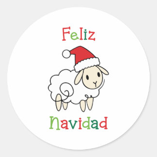 Schattige Kerstschaap – Feliz Navidad Ronde Sticker