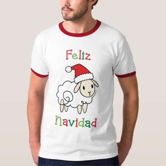 Schattige Kerstschaap – Feliz Navidad T-shirt (Voorkant)
