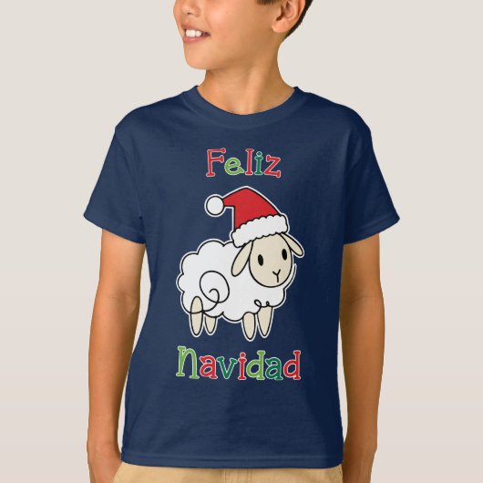 Schattige Kerstschaap – Feliz Navidad T-shirt (Voorkant)