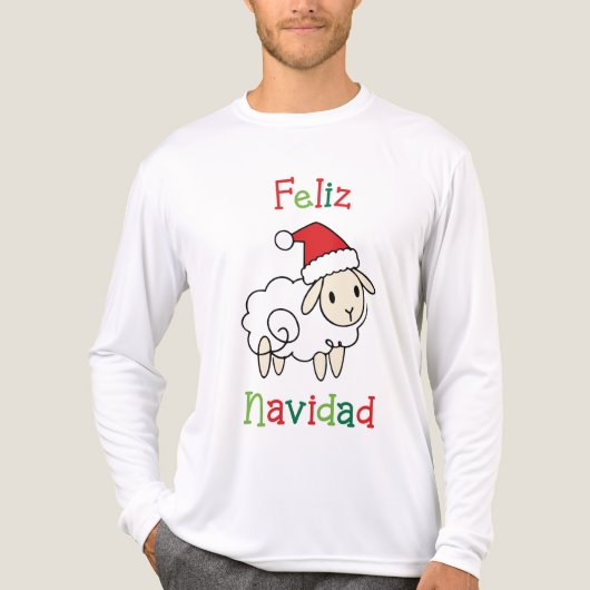 Schattige Kerstschaap – Feliz Navidad Tri-Blend Shirt (Voorkant volledig)
