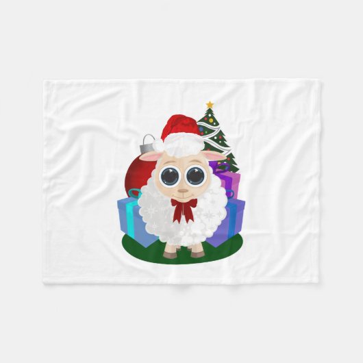 Schattige Kerstschaap Knus Kerstfeest Winterboerde Fleece Deken (Voorkant (Horizontaal))
