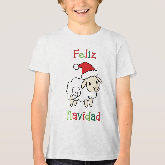Schattige Kerstschapen – Feliz Navidad Tri-Blend Shirt (Voorkant)