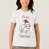 Schattige Kerstschapen – Feliz Navidad Tri-Blend Shirt (Voorkant)