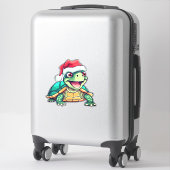 Schattige Kerstschildpad - Grappige Vakantiedierku Sticker (Koffer)