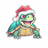 Schattige Kerstschildpad - Grappige Vakantiedierku Sticker (Voorkant)