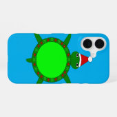 Schattige Kerstschildpad met Bloemenschaal iPhone 16 Hoesje (Achterkant horizontaal)