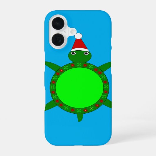 Schattige Kerstschildpad met Bloemenschaal iPhone 16 Hoesje (Achterkant)