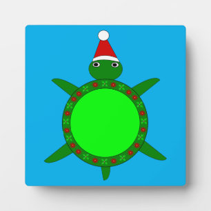 Schattige Kerstschildpad met Bloemrijke Schelp Fotoplaat
