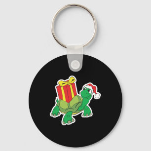 schattige kerstschildpad sleutelhanger
