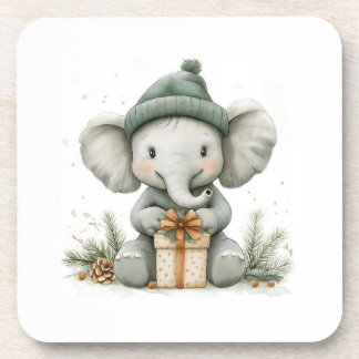 Schattige Kerstserie Baby Elephant Bier Onderzetter