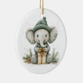 Schattige Kerstserie Baby Elephant Keramisch Ornament (Rechts)