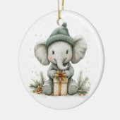 Schattige Kerstserie Baby Elephant Keramisch Ornament (Links)