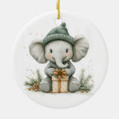 Schattige Kerstserie Baby Elephant Keramisch Ornament (Achterkant)