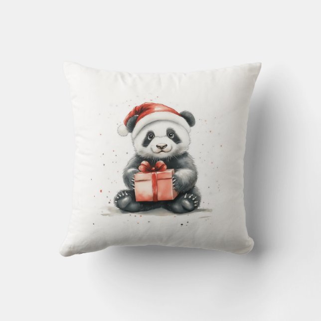 Schattige Kerstserie Baby Panda Beer Kussen (Achterkant)