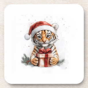 Schattige Kerstserie Baby Tiger Bier Onderzetter