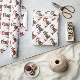 Schattige kerstskelet met kaarsjes cadeaupapier