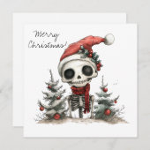 Schattige kerstskelet met kerstbomen (Voorkant / Achterkant)