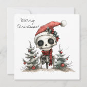 Schattige kerstskelet met kerstbomen (Voorkant)