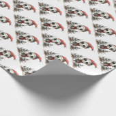 Schattige kerstskelet met kerstbomen cadeaupapier (Hoek)