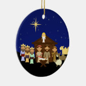 Schattige kerststal gepersonaliseerd keramisch ornament (Rechts)