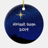 Schattige kerststal gepersonaliseerd keramisch ornament (Achterkant)