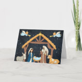 Schattige kerststal kaart (Voorkant)
