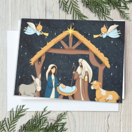 Schattige kerststal kaart