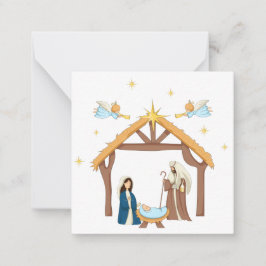 Schattige kerststal kerst kaart notitiekaartje