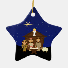 Schattige kerststal kerstster Ornament