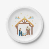 Schattige Kerststal Papieren Bordje (Voorkant)
