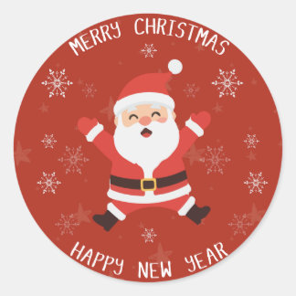 Schattige Kerststicker | Feestelijke Vakantiedesig Ronde Sticker