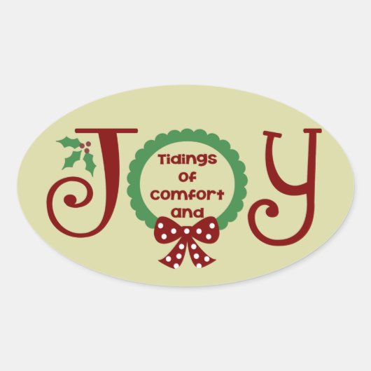 Schattige Kerststicker Ovale Sticker (Voorkant)