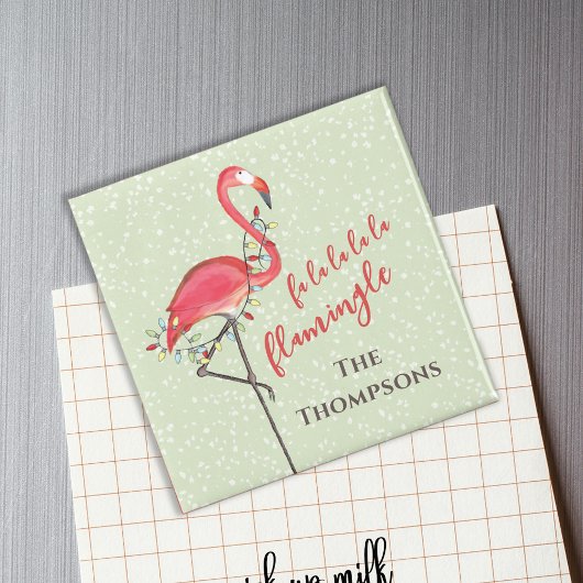 Schattige Kerststrand Flamingo Custom Magneet