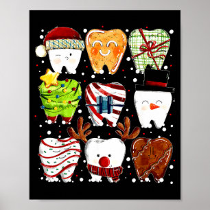 Schattige Kersttanden Funny Kersttandarts Tandheel Poster