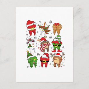 Schattige Kersttandheelkundige Tand Karakters Leuk Aankondigingskaart