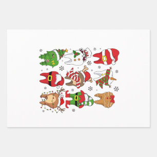 Schattige Kersttandheelkundige Tand Karakters Leuk Inpakpapier Vel