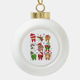 Schattige Kersttandheelkundige Tand Karakters Leuk Keramische Bal Ornament