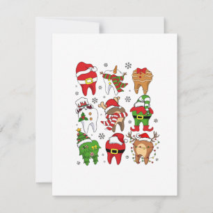 Schattige Kersttandheelkundige Tand Karakters Leuk Notitiekaartje