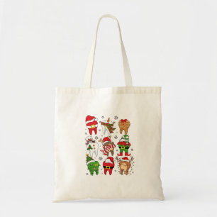 Schattige Kersttandheelkundige Tand Karakters Leuk Tote Bag